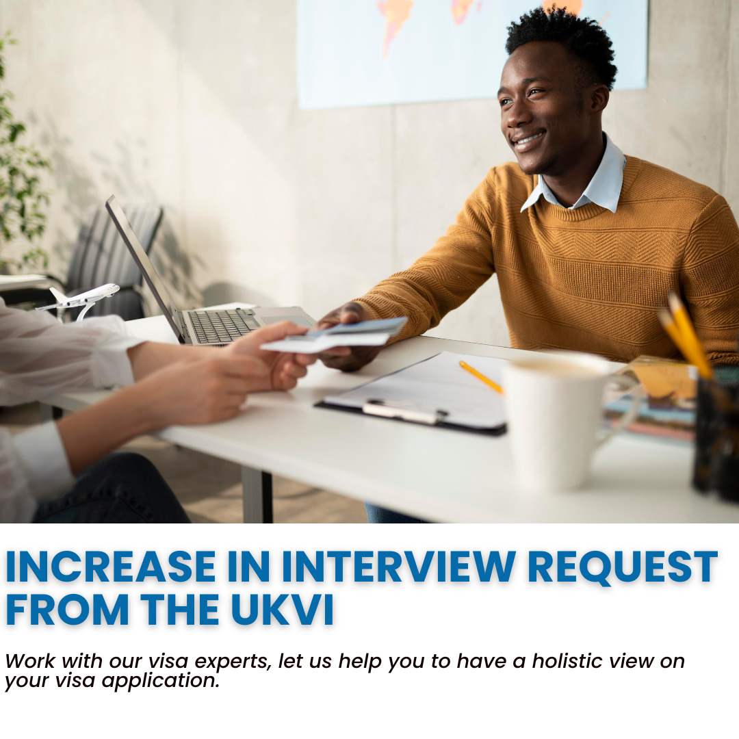 A pictures that reads; Increase in UK student visa interviews from UKVI