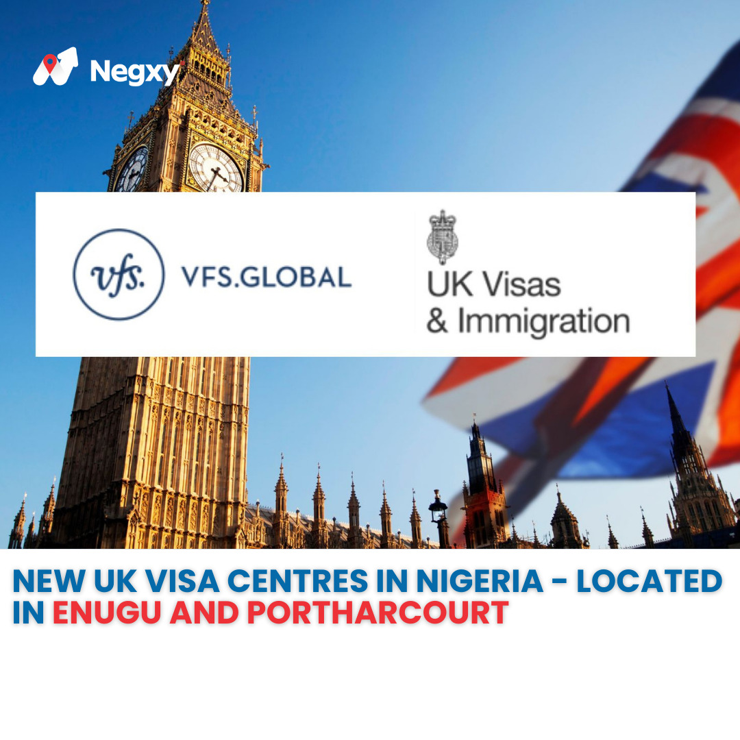 An image that reads - New UK Visa Centres in Nigeria - Located in Enugu and Portharcourt